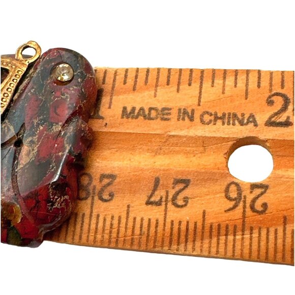 Red Jasper Elephant Pendant Vintage Carved Charm Natural Stone Spiritual - Picture 5 of 7